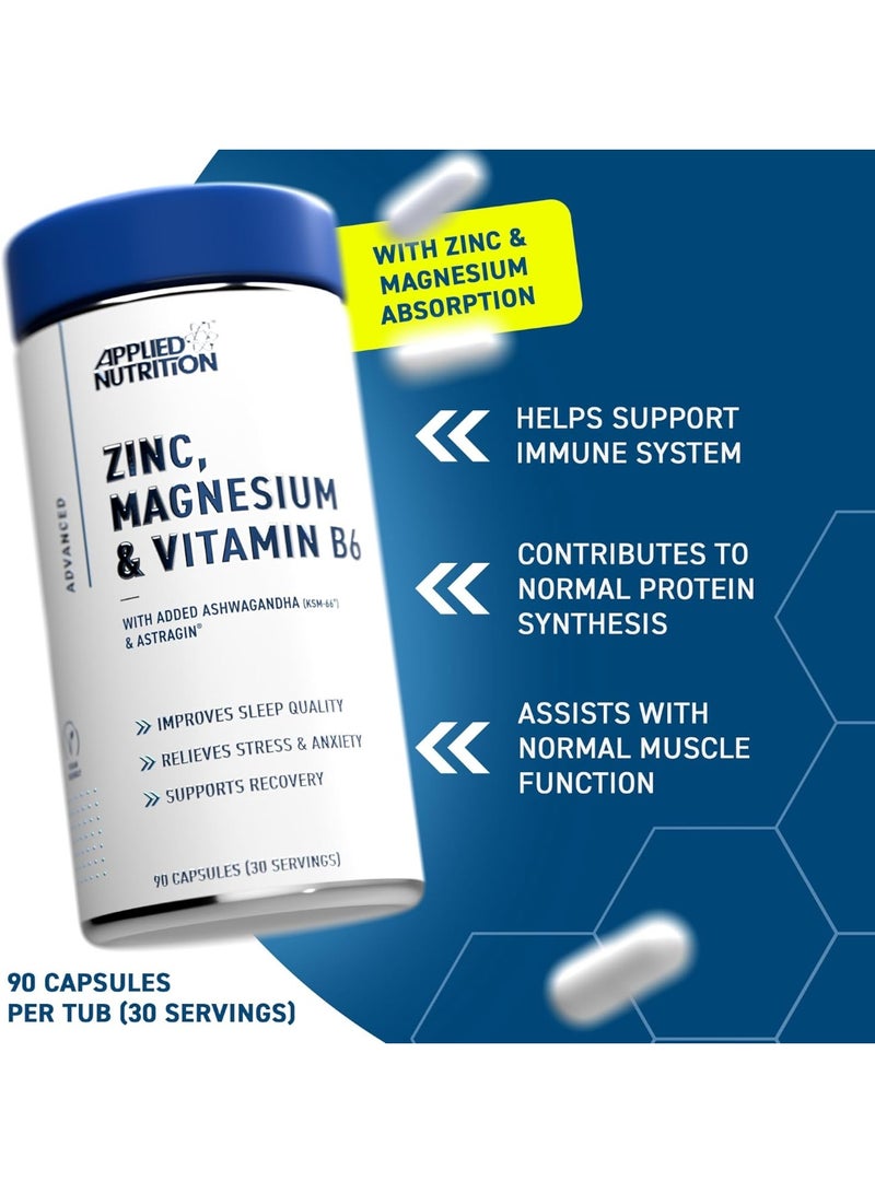 أبلايد نيوتريشن 90 كبسولة ZMA | زنك + مغنيسيوم + فيتامين ب6 | دعم النوم، استشفاء العضلات، وتعزيز هرمون التستوستيرون | مناسب للنباتيين - Image 2